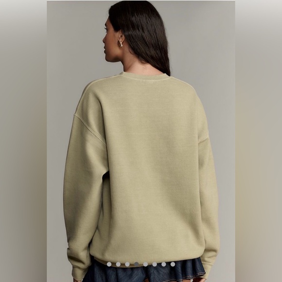 By Anthropologie Maeve Dog Graphic Sweatshirt Labrador Retriever Green Large NWT - Picture 2 of 10